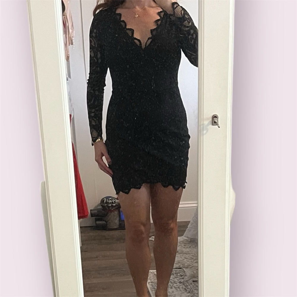 H&M lace long sleeve black dress